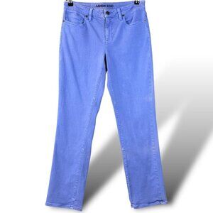 Lands End Mid Rise Straight Jean Womens Size 6 Petite Blue Distressed Denim